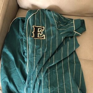 Teal Striped Robe with E Monogram